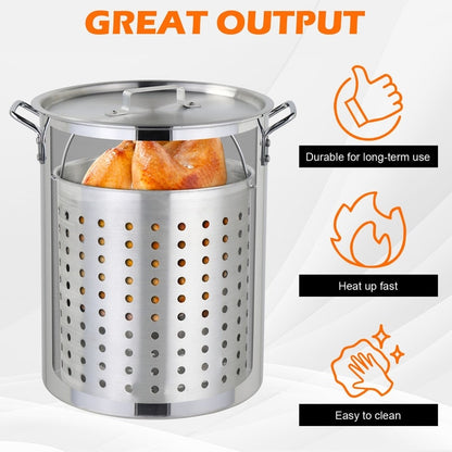 Ensemble friteuse à dinde en aluminium de 30 pintes et cuiseur vapeur à 1 brûleur