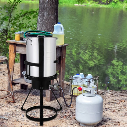 Ensemble friteuse à dinde en aluminium de 30 pintes et cuiseur vapeur à 1 brûleur