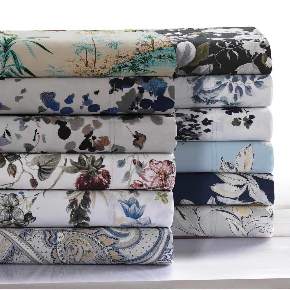 Parure de lit en coton 300 fils ultra-doux imprimé avec poche profonde