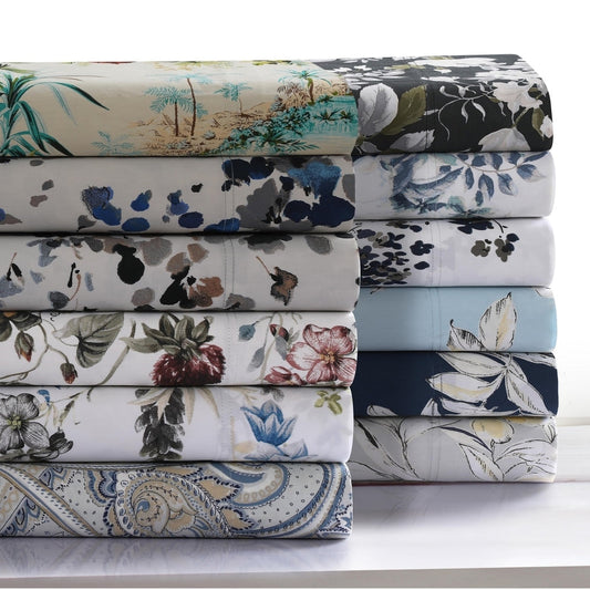 Parure de lit en coton 300 fils ultra-doux imprimé avec poche profonde
