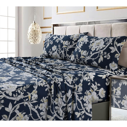 Parure de lit en coton 300 fils ultra-doux imprimé avec poche profonde
