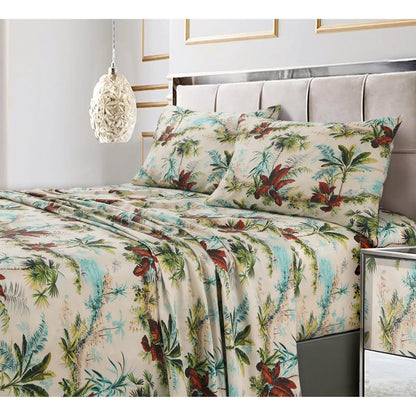 Parure de lit en coton 300 fils ultra-doux imprimé avec poche profonde