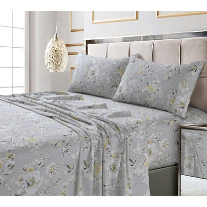 Parure de lit en coton 300 fils ultra-doux imprimé avec poche profonde