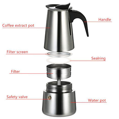 Cafetière Moka en acier inoxydable de 300 ml