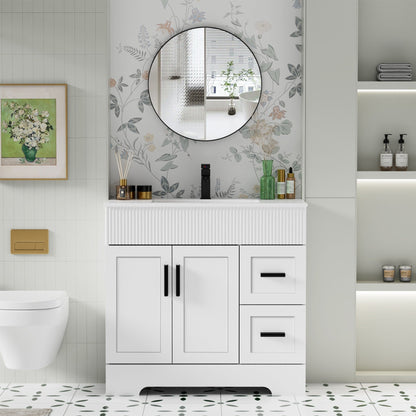 Ensemble de meuble-lavabo Wavy Line 30/36/48 avec lavabo et robinet