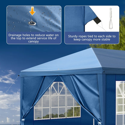 Gazebo pop-up en tissu Oxford 30 x 10 pi avec 8 sacs de sable et 8 parois latérales, avec auvent pour sac de remorquage - 30 x 10 x 8,8 pi (l x h)