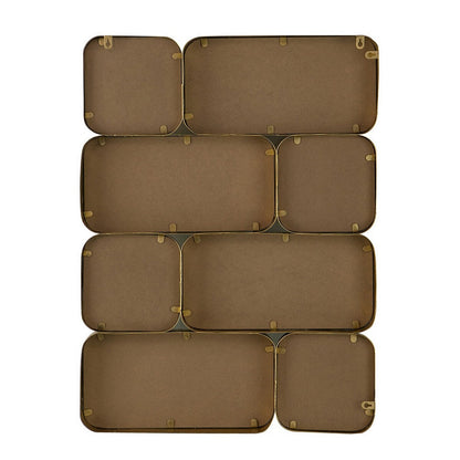 Miroir mural de luxe de 32 pouces, 8 cadres métalliques incurvés finition dorée