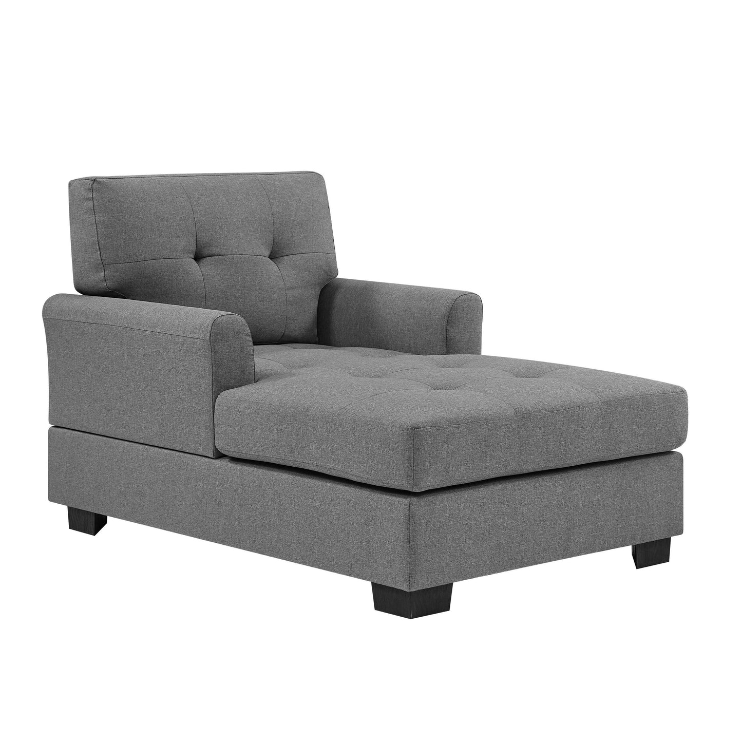 34 Wide Chaise Lounge,soft upholstered,durable polyester blend,button‑tufted seat and back offer timeless style and comfort