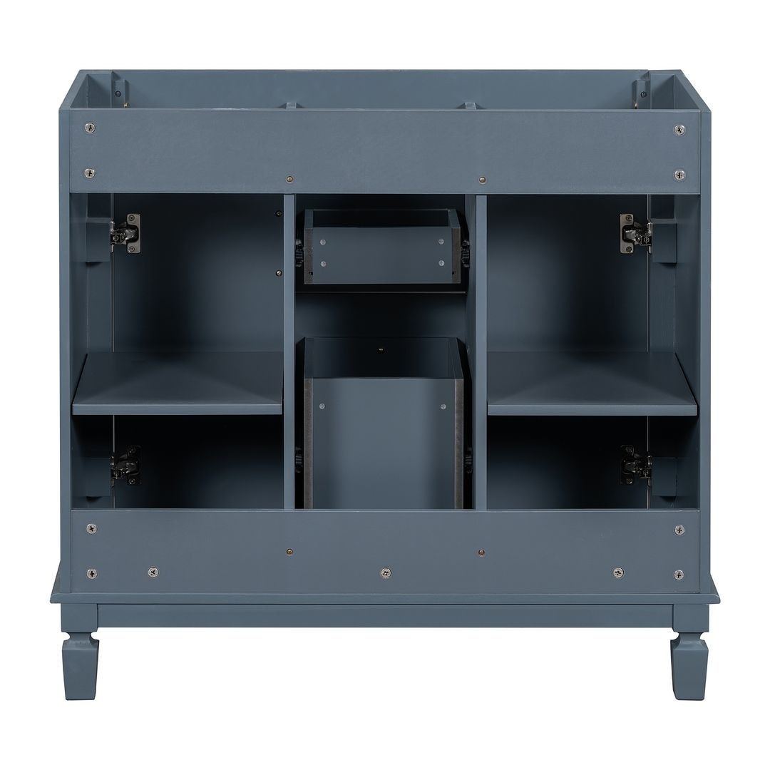 Meuble-lavabo moderne de 36 po avec lavabo supérieur et armoire à miroir, 2 portes et 2 tiroirs
