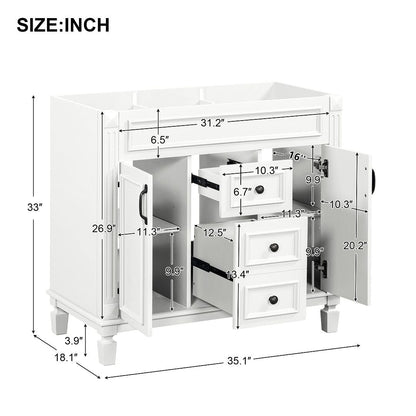 Meuble-lavabo moderne de 36 po avec lavabo supérieur et armoire à miroir, 2 portes et 2 tiroirs