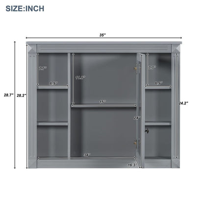 Meuble-lavabo moderne de 36 po avec lavabo supérieur et armoire à miroir, 2 portes et 2 tiroirs