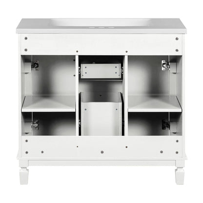 Meuble-lavabo moderne de 36 po avec lavabo supérieur et armoire à miroir, 2 portes et 2 tiroirs