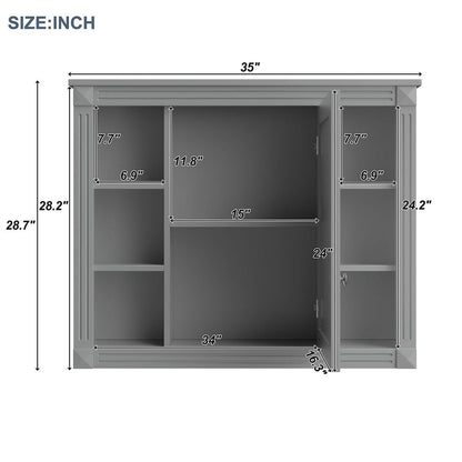 Meuble-lavabo moderne de 36 po avec lavabo supérieur et armoire à miroir, 2 portes et 2 tiroirs