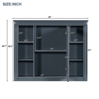 Meuble-lavabo moderne de 36 po avec lavabo supérieur et armoire à miroir, 2 portes et 2 tiroirs