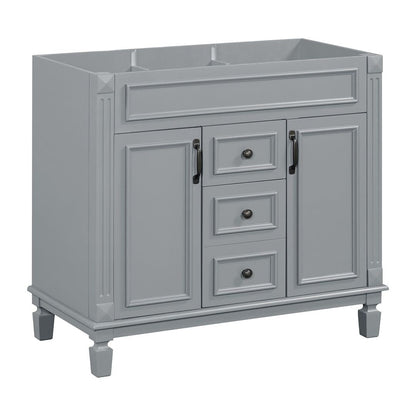 Meuble-lavabo moderne de 36 po avec lavabo supérieur et armoire à miroir, 2 portes et 2 tiroirs