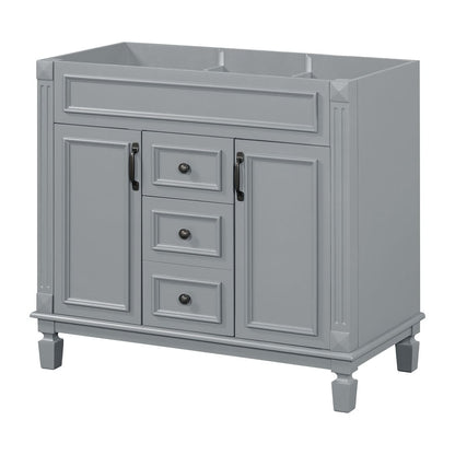 Meuble-lavabo moderne de 36 po avec lavabo supérieur et armoire à miroir, 2 portes et 2 tiroirs