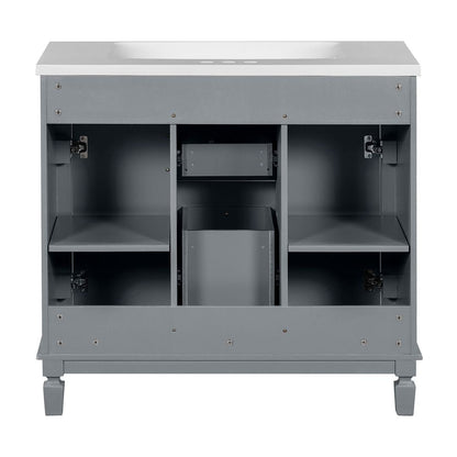 Meuble-lavabo moderne de 36 po avec lavabo supérieur et armoire à miroir, 2 portes et 2 tiroirs