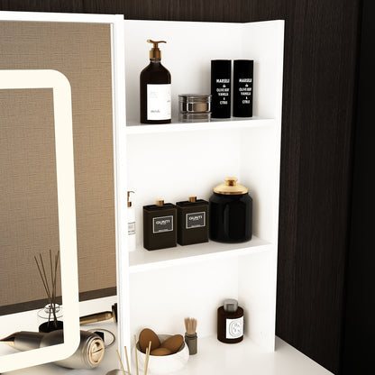 Ensemble de coiffeuse de maquillage de 39,4 po de largeur avec tabouret et miroir