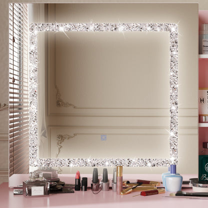 Ensemble de coiffeuse de maquillage de 39,4 po de large avec tabouret et miroir