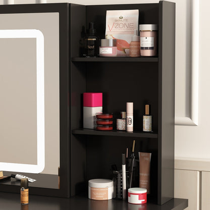 Ensemble de coiffeuse de maquillage de 39,4 po de large avec tabouret et miroir