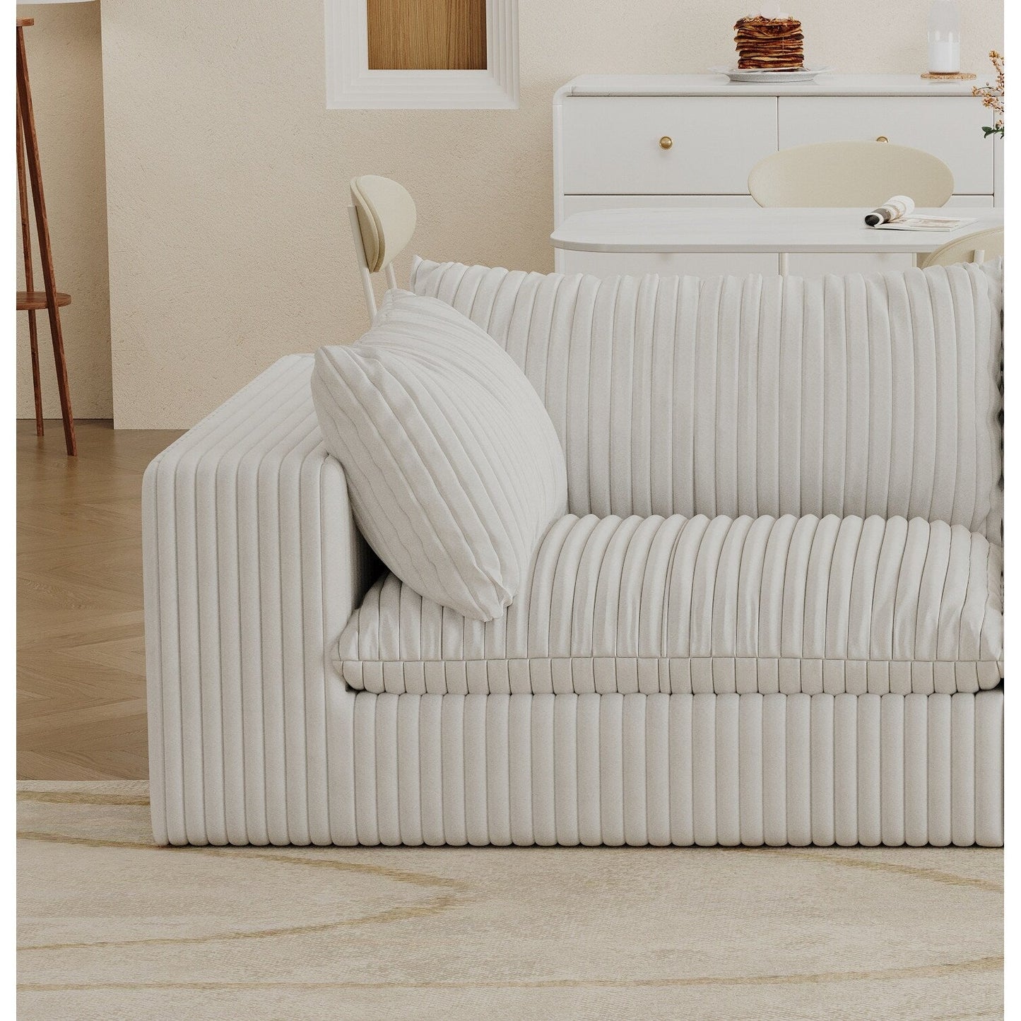 39.8 Cloud Sofa,Corduroy Fabric,Deep Seat Couches,Double-layer design,Removable Cushion,No Assembly, DIY Combination