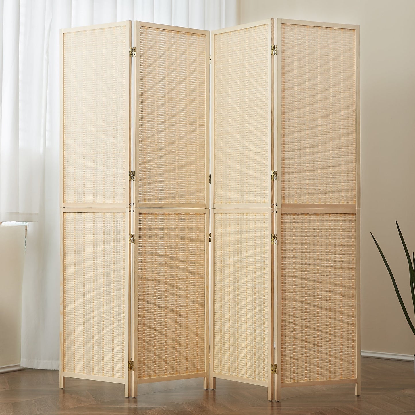 Paravent en bambou 4/6 panneaux, 1,8 m, amovible, pour séparation de pièce, écran de confidentialité pliable