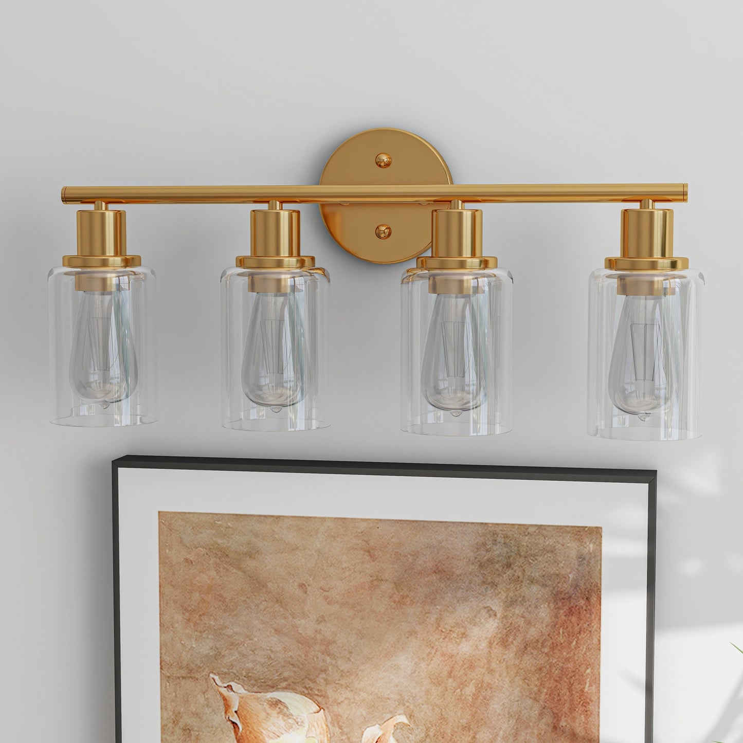 Applique de salle de bain à 4 lampes avec verre transparent