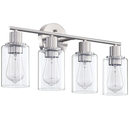 Applique de salle de bain à 4 lampes avec verre transparent