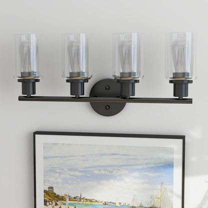 Applique de salle de bain à 4 lampes avec verre transparent