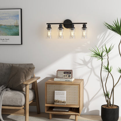 Applique de salle de bain à 4 lampes avec verre transparent