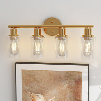 Applique de salle de bain à 4 lampes avec verre transparent