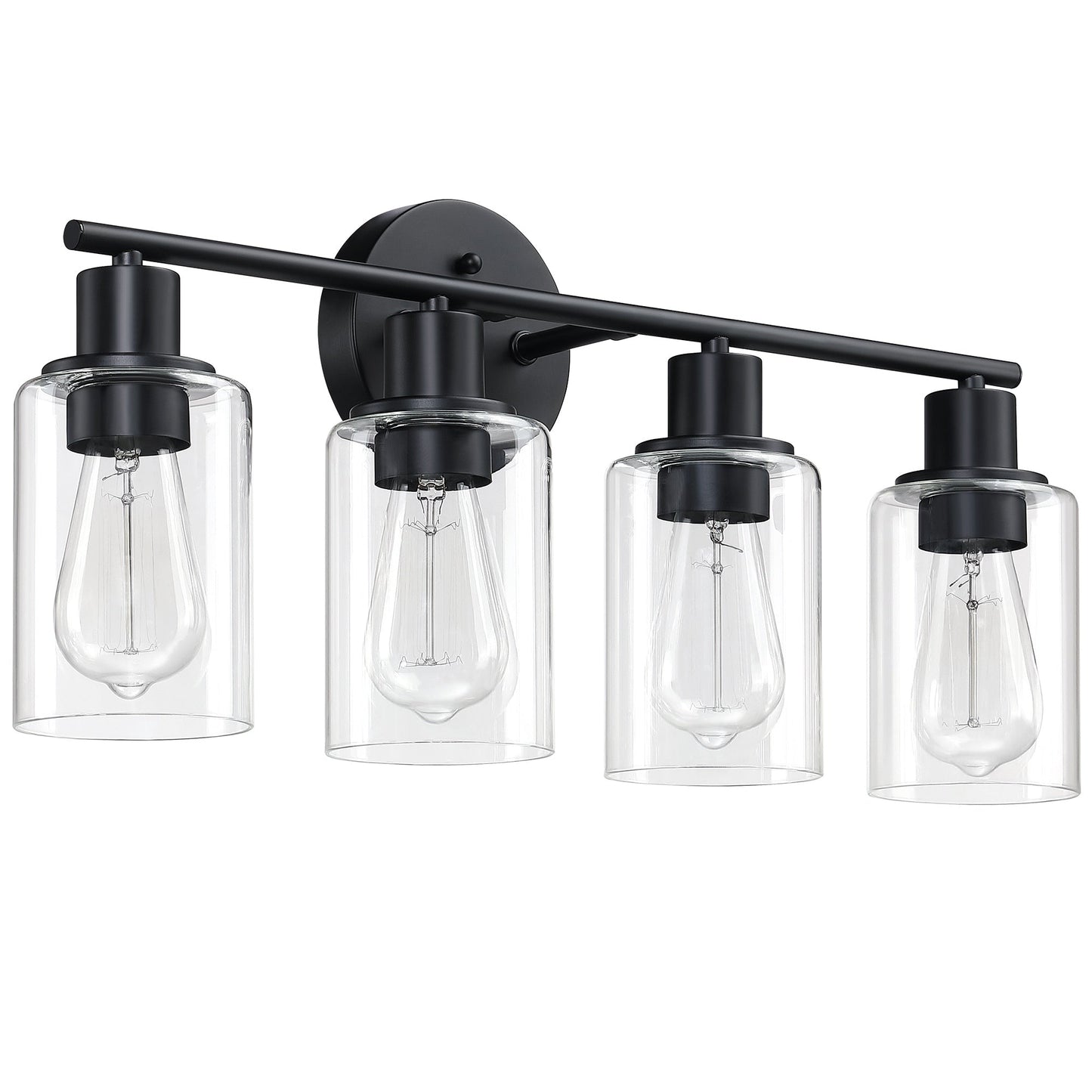 Applique de salle de bain à 4 lampes avec verre transparent
