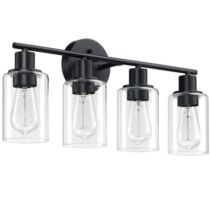 Applique de salle de bain à 4 lampes avec verre transparent