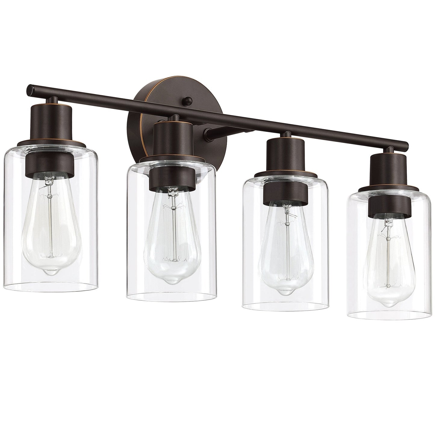 Applique de salle de bain à 4 lampes avec verre transparent