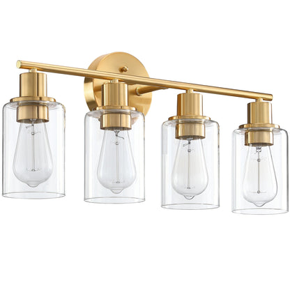 Applique de salle de bain à 4 lampes avec verre transparent