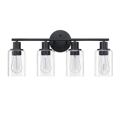 Applique de salle de bain à 4 lampes avec verre transparent