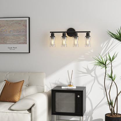 Applique de salle de bain à 4 lampes avec verre transparent