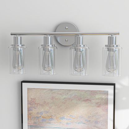 Applique de salle de bain à 4 lampes avec verre transparent