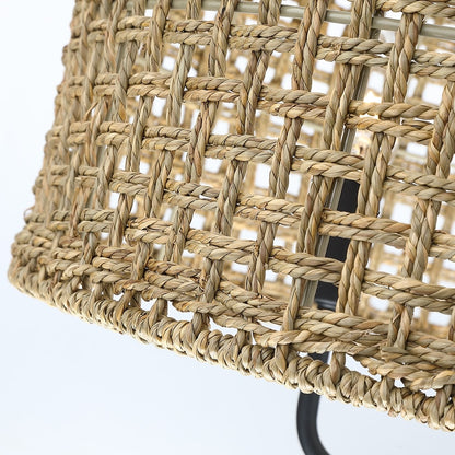 Lustre tambour bohème tissé à la main à 4 lumières - Paille - 20 po de largeur