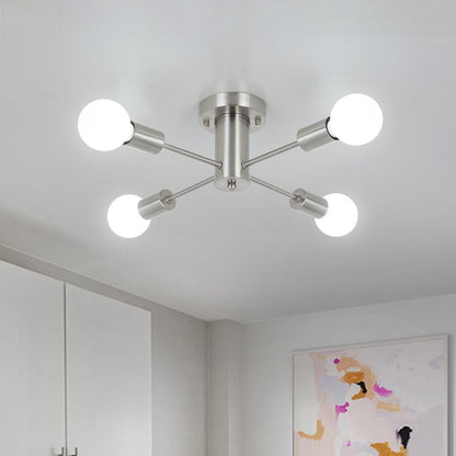 Plafonnier semi-encastré industriel à 4 lampes pour cuisine, salle à manger, chambre à coucher, bureau, salon - N/A