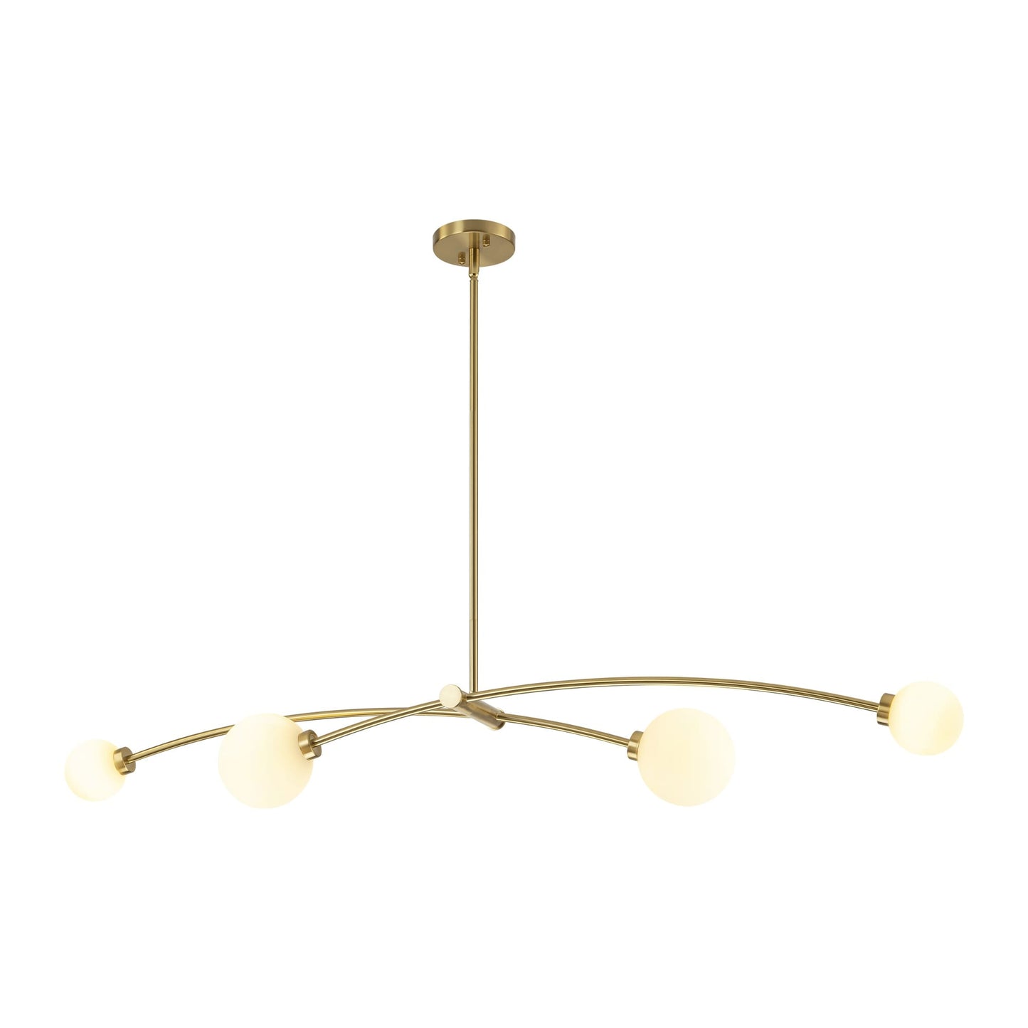 Suspension Sputnik linéaire simple et moderne à 4 lumières, couleur or, pour îlot de cuisine ou salle à manger – 130 cm (l) x 28 cm (p) x 15 cm (h).