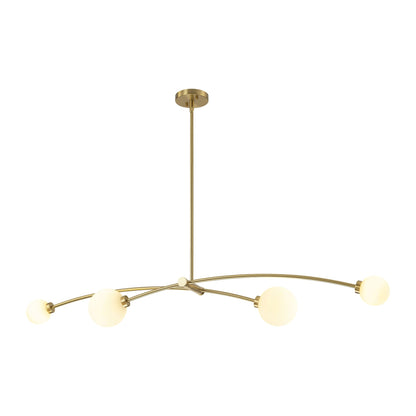 Suspension Sputnik linéaire simple et moderne à 4 lumières, couleur or, pour îlot de cuisine ou salle à manger – 130 cm (l) x 28 cm (p) x 15 cm (h).