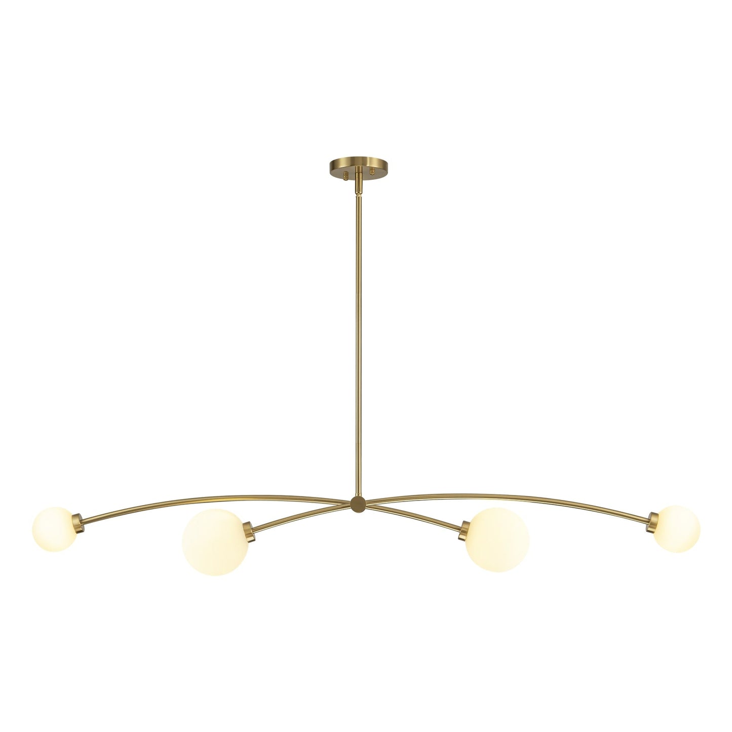 Suspension Sputnik linéaire simple et moderne à 4 lumières, couleur or, pour îlot de cuisine ou salle à manger – 130 cm (l) x 28 cm (p) x 15 cm (h).