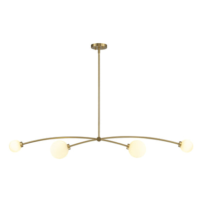 Suspension Sputnik linéaire simple et moderne à 4 lumières, couleur or, pour îlot de cuisine ou salle à manger – 130 cm (l) x 28 cm (p) x 15 cm (h).