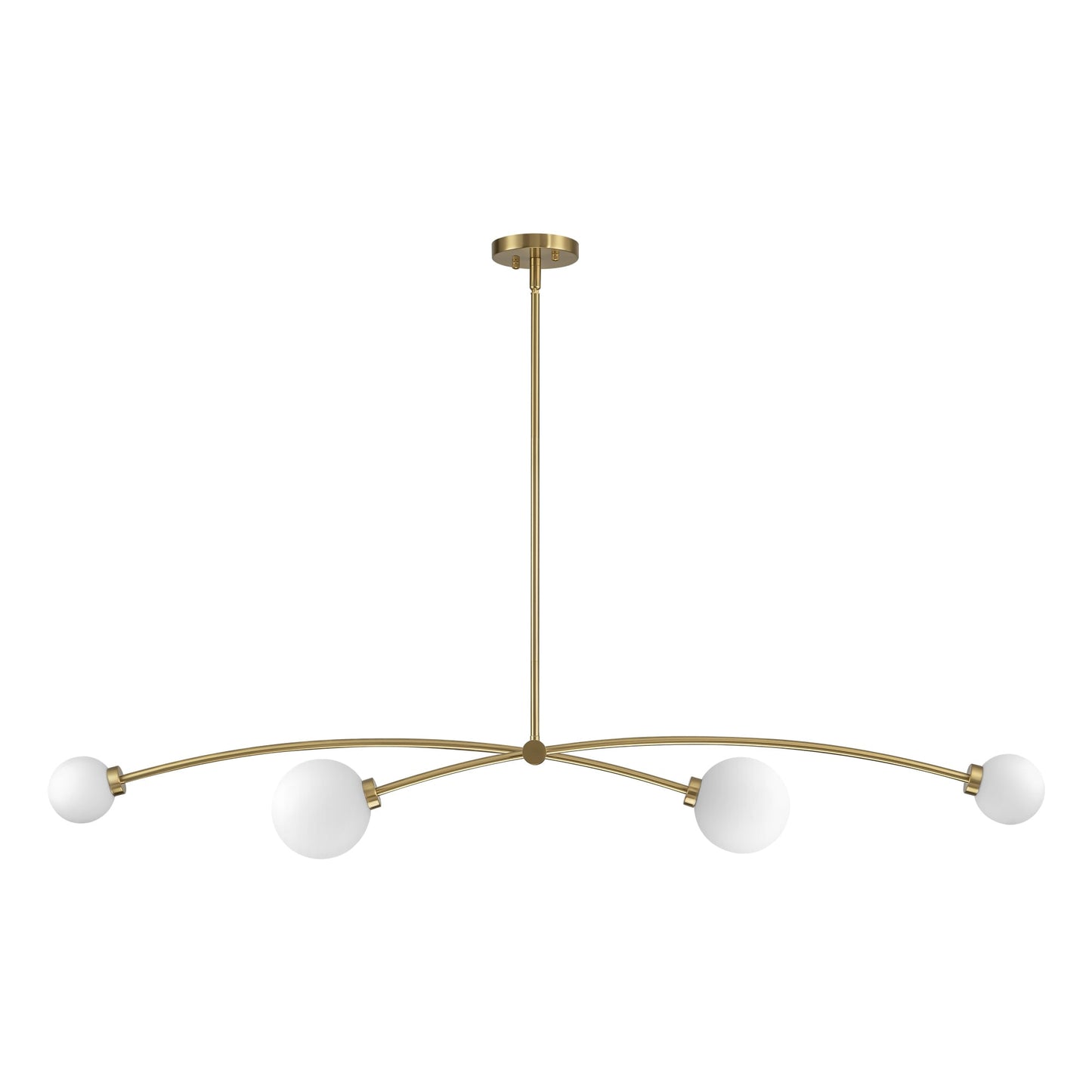 Suspension Sputnik linéaire simple et moderne à 4 lumières, couleur or, pour îlot de cuisine ou salle à manger – 130 cm (l) x 28 cm (p) x 15 cm (h).