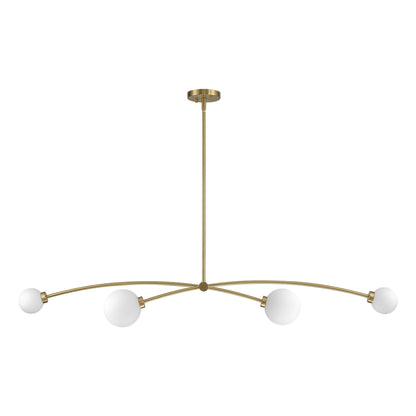 Suspension Sputnik linéaire simple et moderne à 4 lumières, couleur or, pour îlot de cuisine ou salle à manger – 130 cm (l) x 28 cm (p) x 15 cm (h).