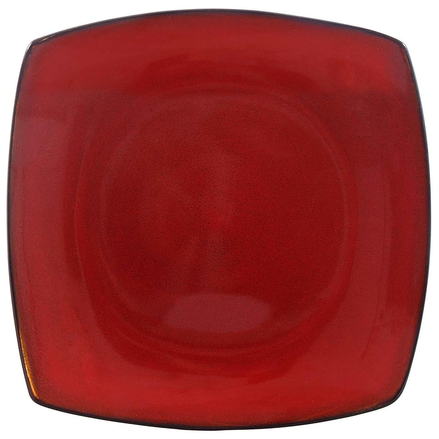 Ensemble de 4 assiettes carrées en grès rouge de 26,7 cm