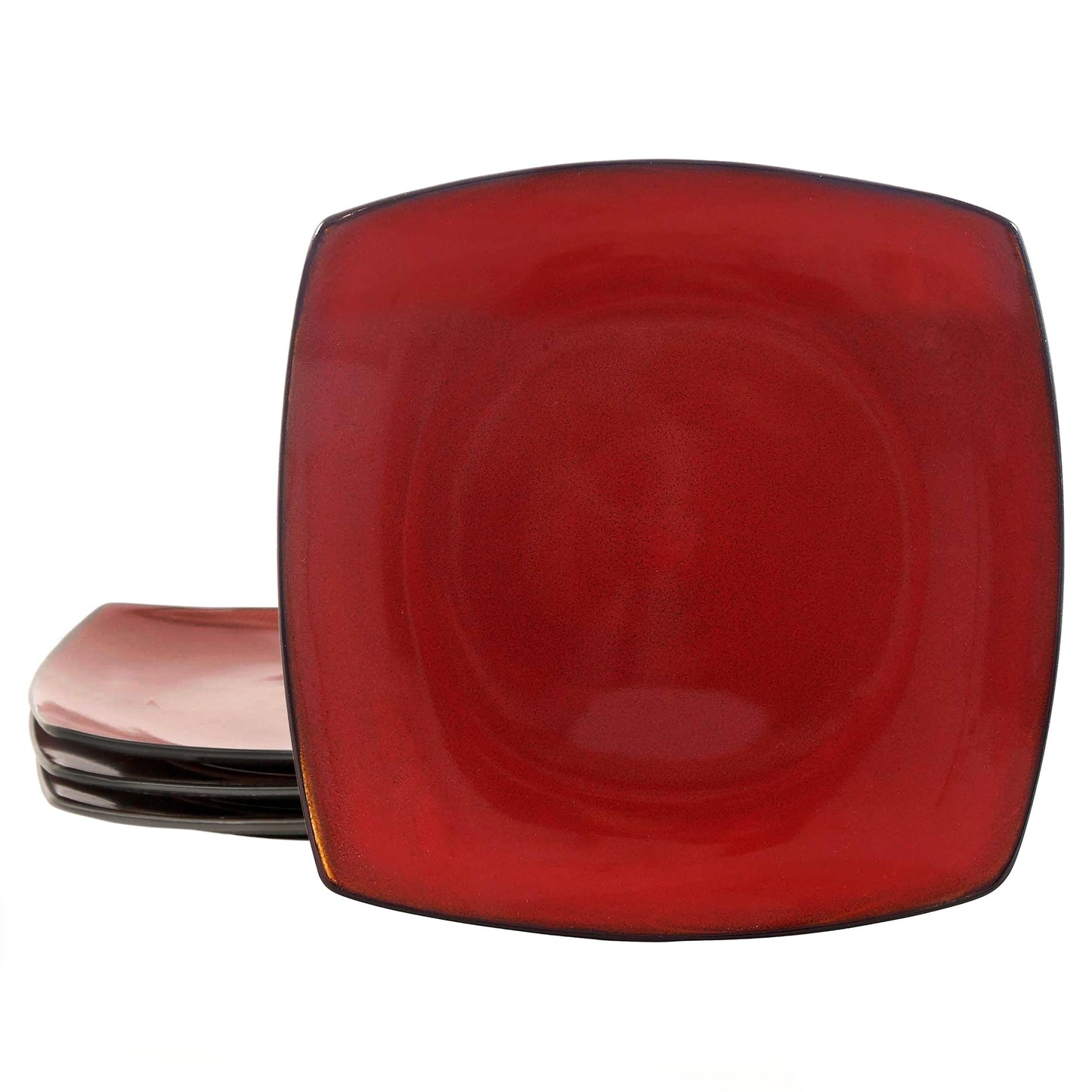 Ensemble de 4 assiettes carrées en grès rouge de 26,7 cm