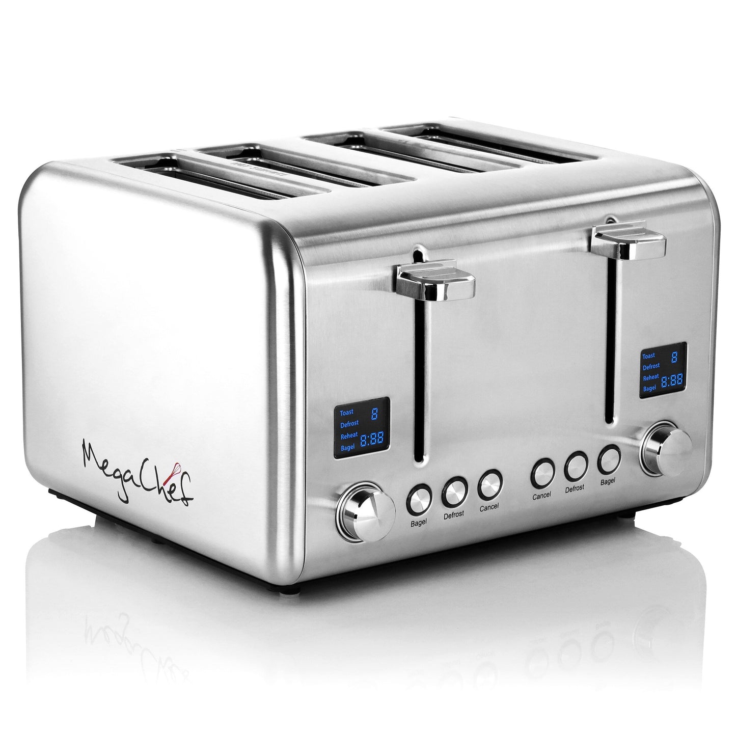 Grille-pain 4 tranches en acier inoxydable argenté