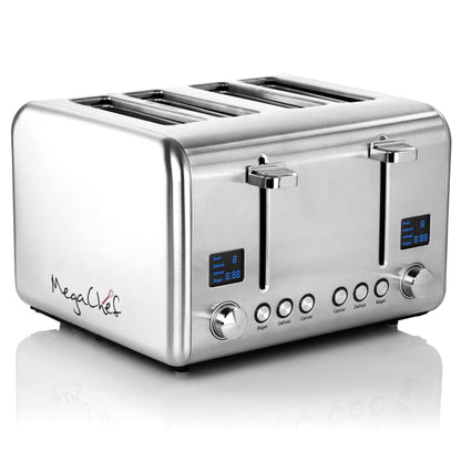 Grille-pain 4 tranches en acier inoxydable argenté